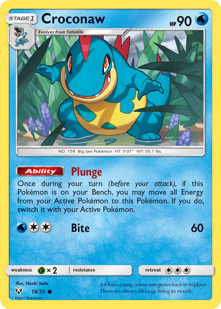 (019/73) Pokemon TCG Shining Legends Single: Croconaw  Reverse Holo Common