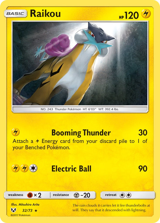 (032/73) Pokemon TCG Shining Legends Single: Raikou  Reverse Holo Holo Rare