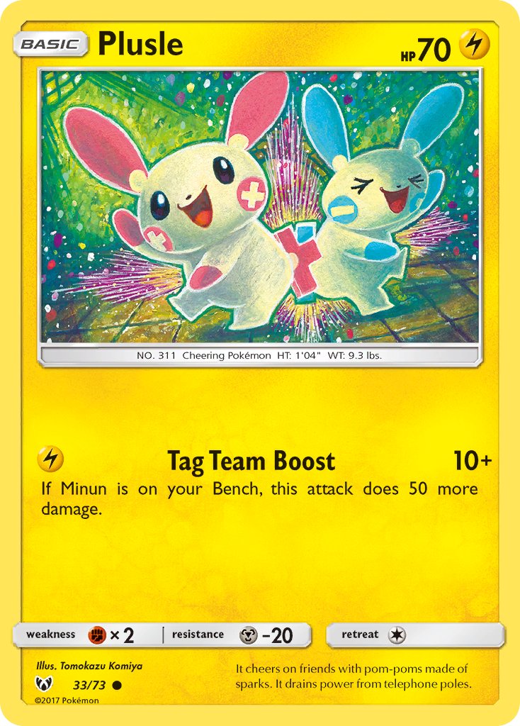 (033/73) Pokemon TCG Shining Legends Single: Plusle  Reverse Holo Common