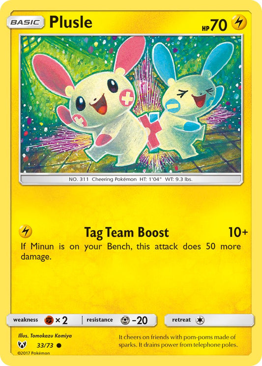 (033/73) Pokemon TCG Shining Legends Single: Plusle  Reverse Holo Common