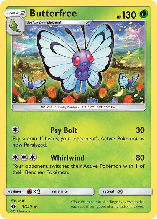 (003/149) Pokemon TCG Sun & Moon Single: Butterfree  Reverse Holo Rare