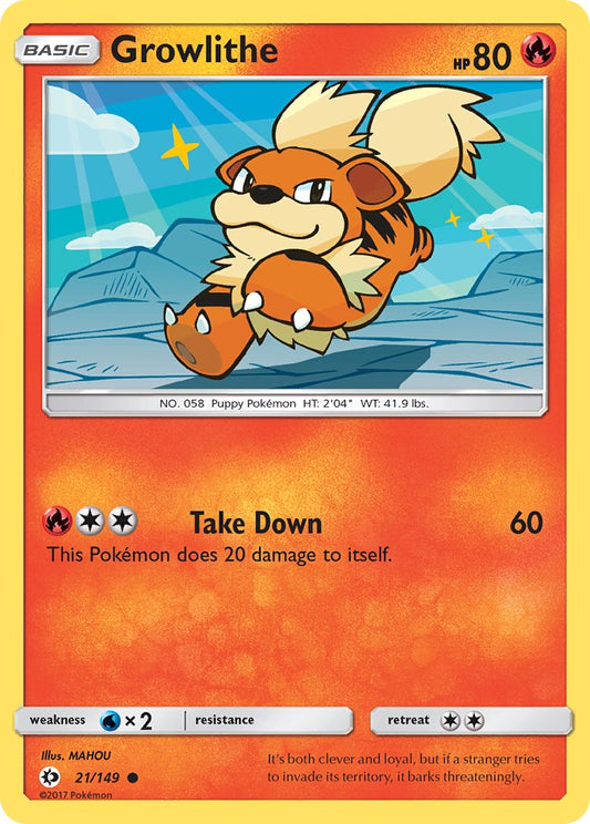 (021/149) Pokemon TCG Sun & Moon Single: Growlithe  Reverse Holo Common