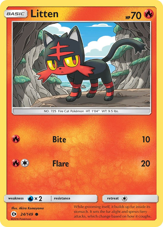 (024/149) Pokemon TCG Sun & Moon Single: Litten  Reverse Holo Common
