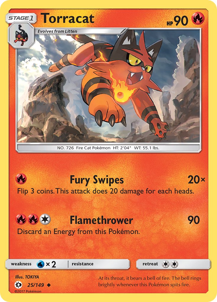(025/149) Pokemon TCG Sun & Moon Single: Torracat  Reverse Holo Uncommon
