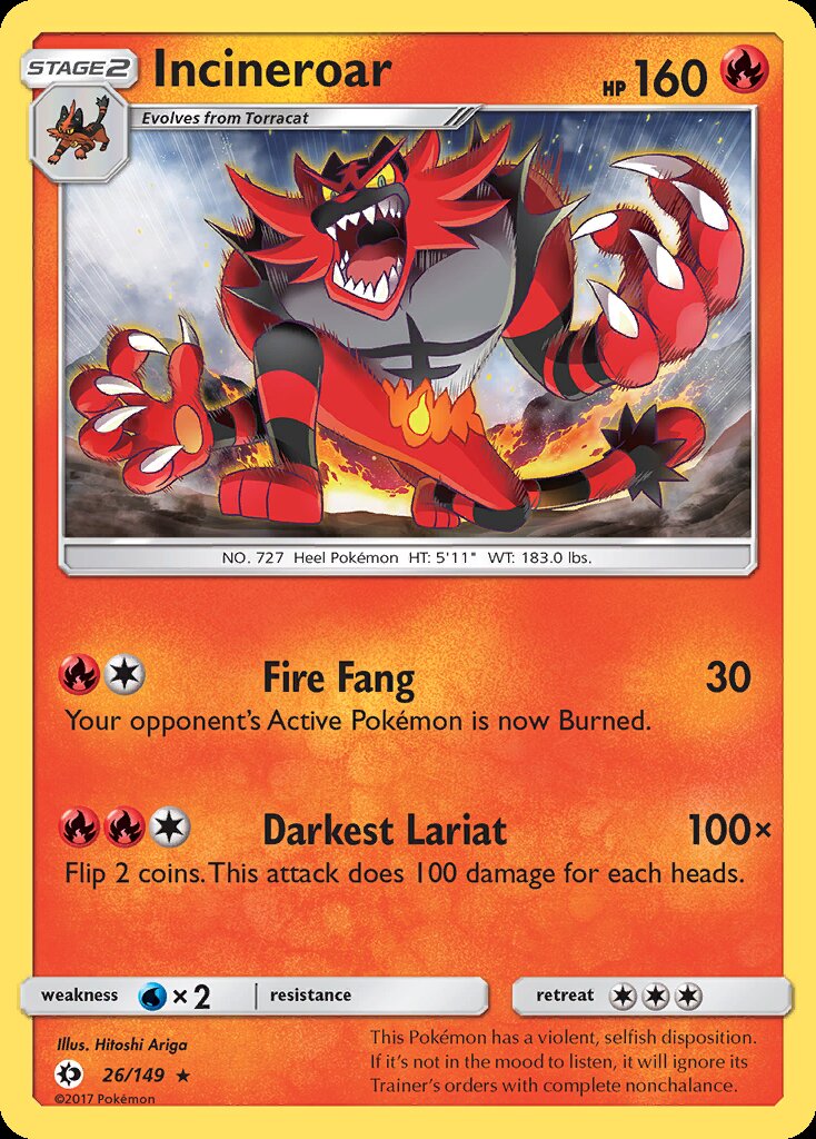 (026/149) Pokemon TCG Sun & Moon Single: Incineroar   Promo
