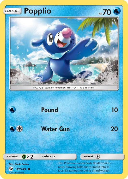 (039/149) Pokemon TCG Sun & Moon Single: Popplio  Reverse Holo Common