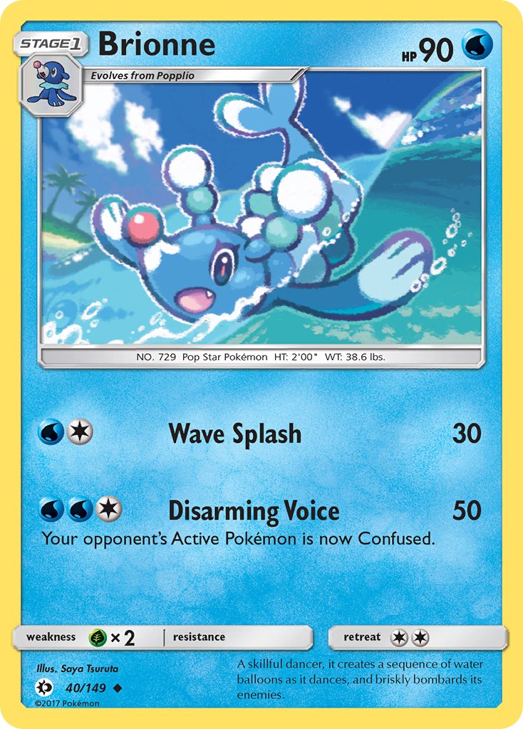 (040/149) Pokemon TCG Sun & Moon Single: Brionne  Reverse Holo Uncommon