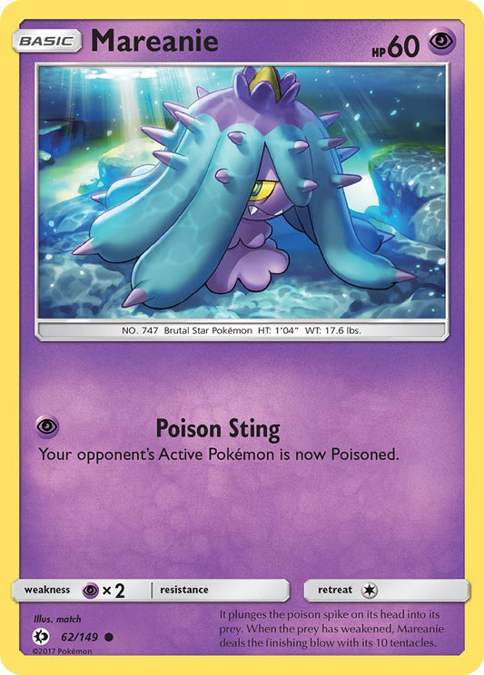 (062/149) Pokemon TCG Sun & Moon Single: Mareanie  Reverse Holo Common
