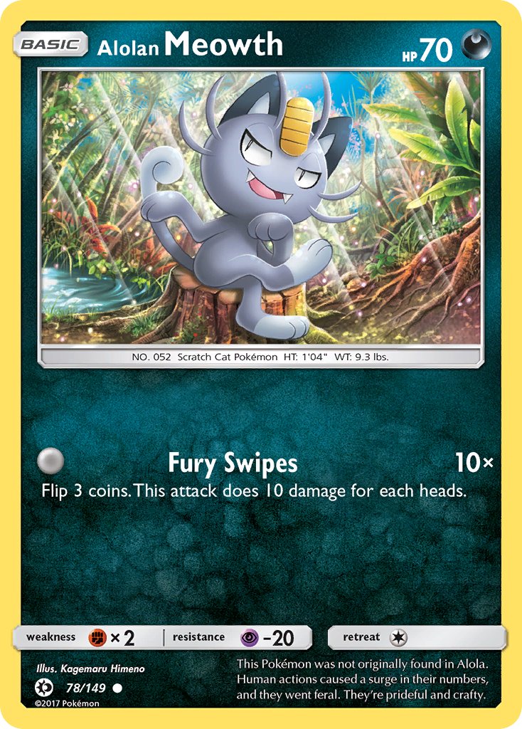 (078/149) Pokemon TCG Sun & Moon Single: Alolan Meowth   Common