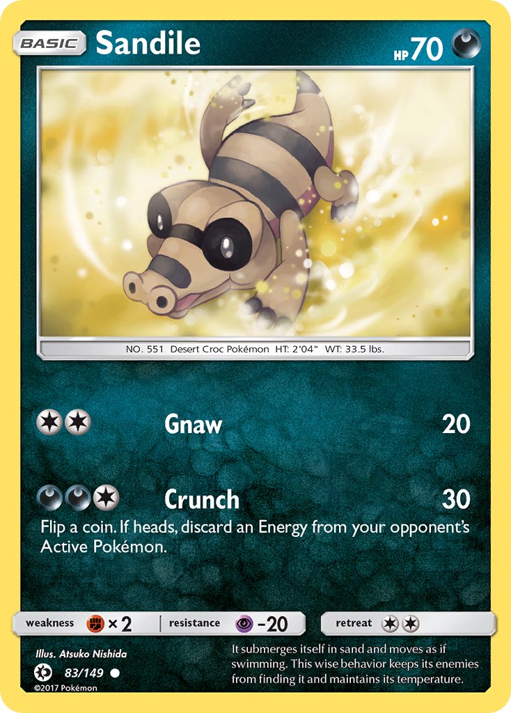 (083/149) Pokemon TCG Sun & Moon Single: Sandile  Reverse Holo Common