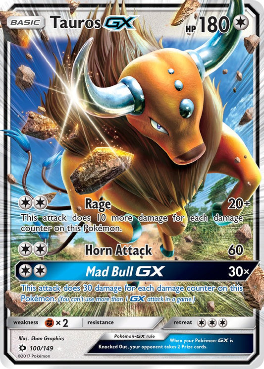 (100/149) Pokemon TCG Sun & Moon Single: Tauros GX   Ultra Rare