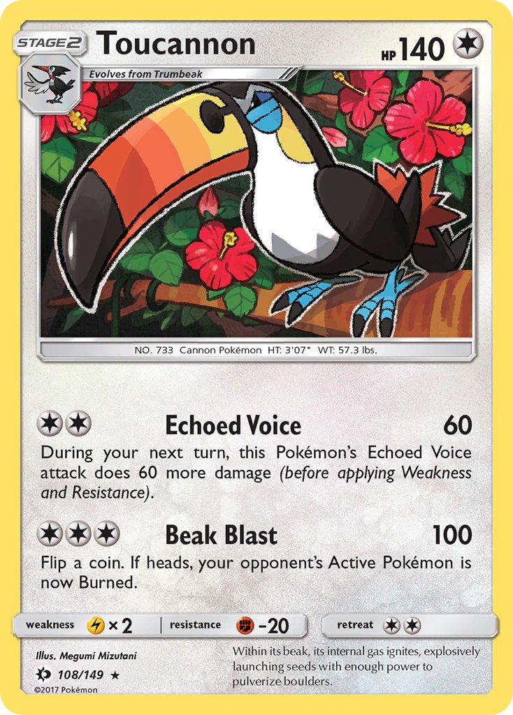 (108/149) Pokemon TCG Sun & Moon Single: Toucannon  Reverse Holo Rare