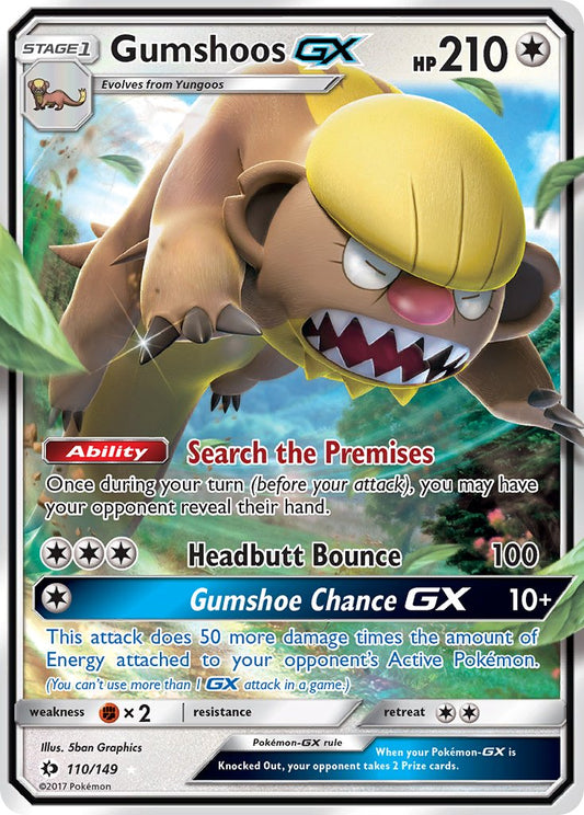 (110/149) Pokemon TCG Sun & Moon Single: Gumshoos GX   Ultra Rare