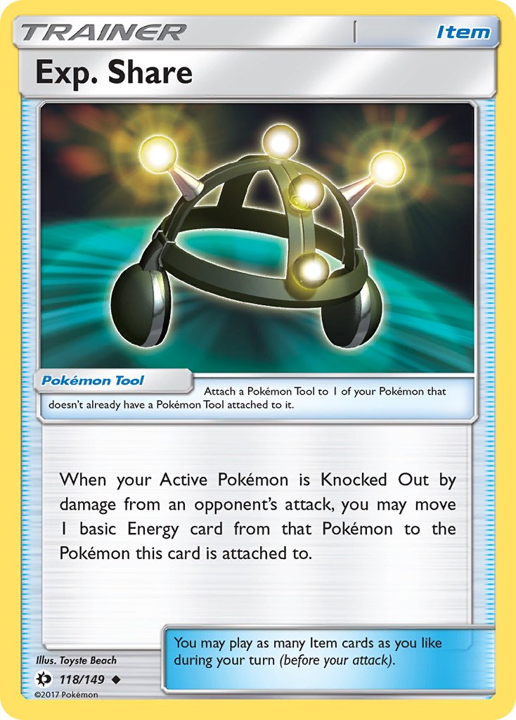 (118/149) Pokemon TCG Sun & Moon Single: Exp. Share  Uncommon