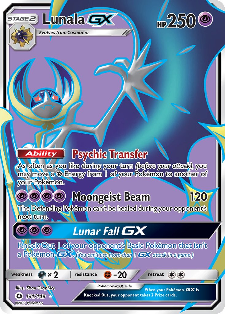 (141/149) Pokemon TCG Sun & Moon Single: Lunala GX   Ultra Rare