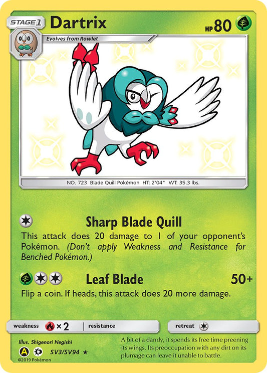 (SV003/SV094) Pokemon TCG Hidden Fates Single: Dartrix   Shiny Rare