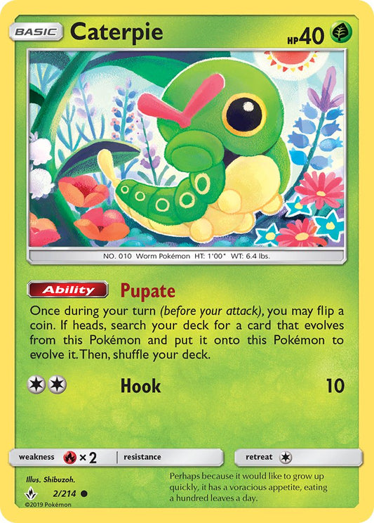 (002/214) Pokemon TCG Unbroken Bonds Single: Caterpie  Reverse Holo Common