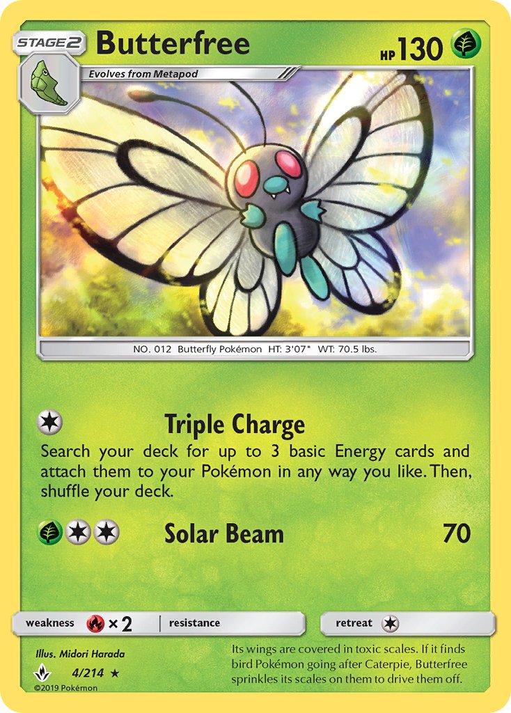 (004/214) Pokemon TCG Unbroken Bonds Single: Butterfree  Reverse Holo Rare