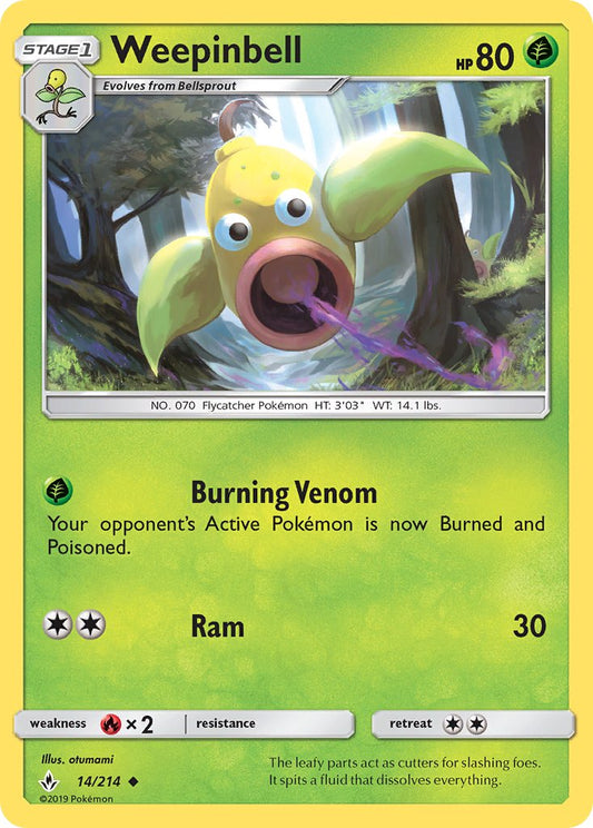 (014/214) Pokemon TCG Unbroken Bonds Single: Weepinbell   Uncommon