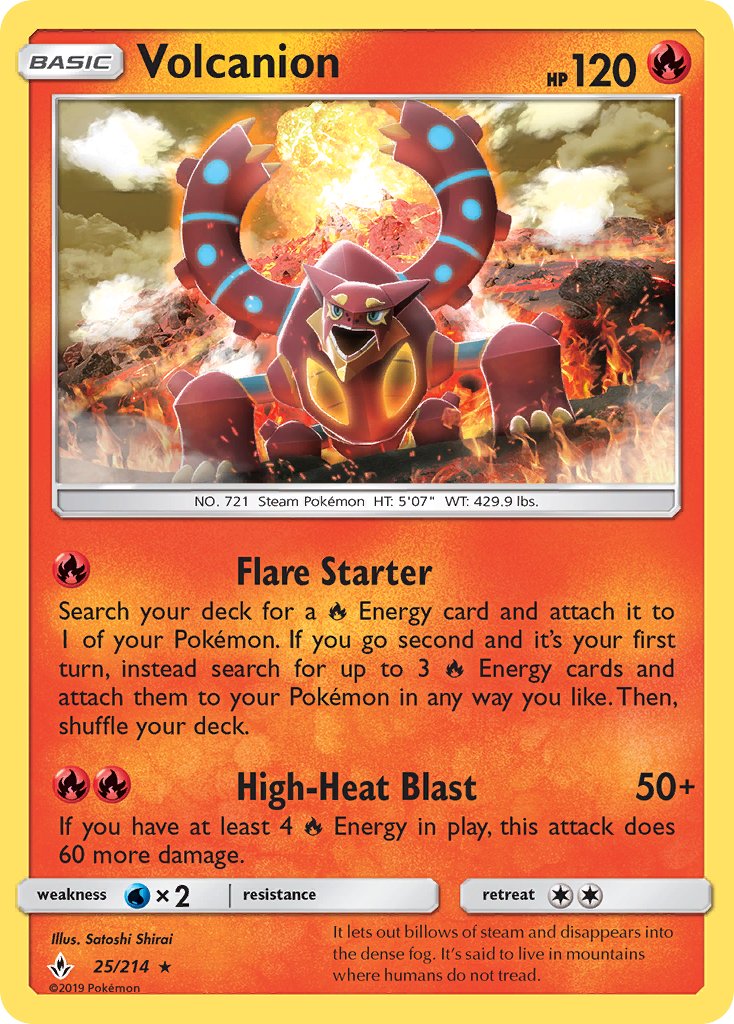 (025/214) Pokemon TCG Unbroken Bonds Single: Volcanion  Reverse Holo Holo Rare