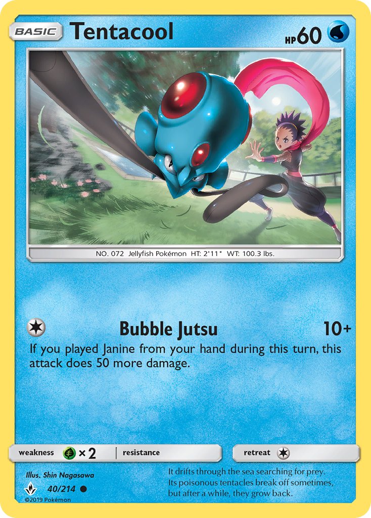 (040/214) Pokemon TCG Unbroken Bonds Single: Tentacool  Reverse Holo Common