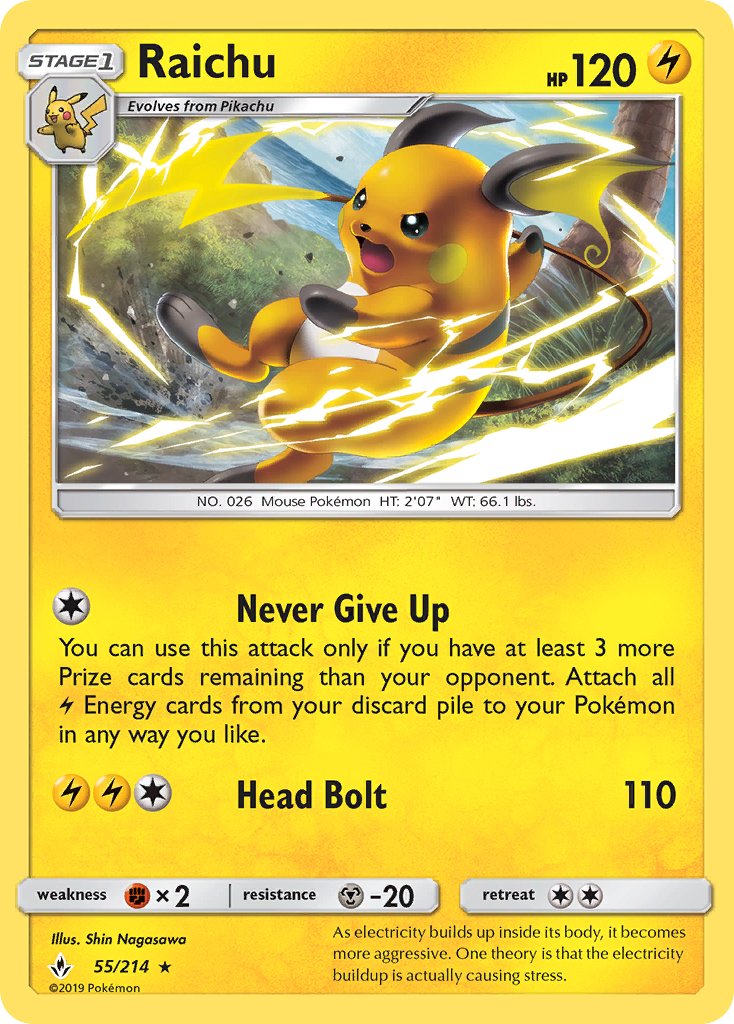 (055/214) Pokemon TCG Unbroken Bonds Single: Raichu   Rare