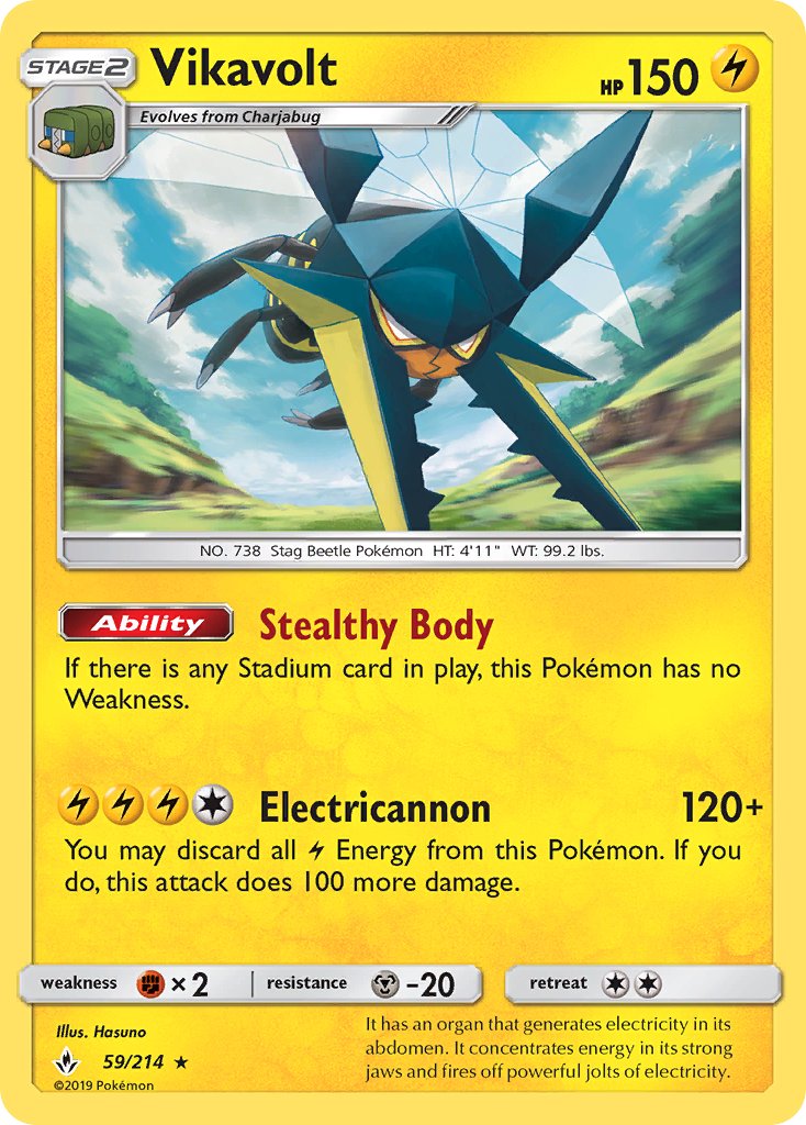 (059/214) Pokemon TCG Unbroken Bonds Single: Vikavolt  Reverse Holo Holo Rare