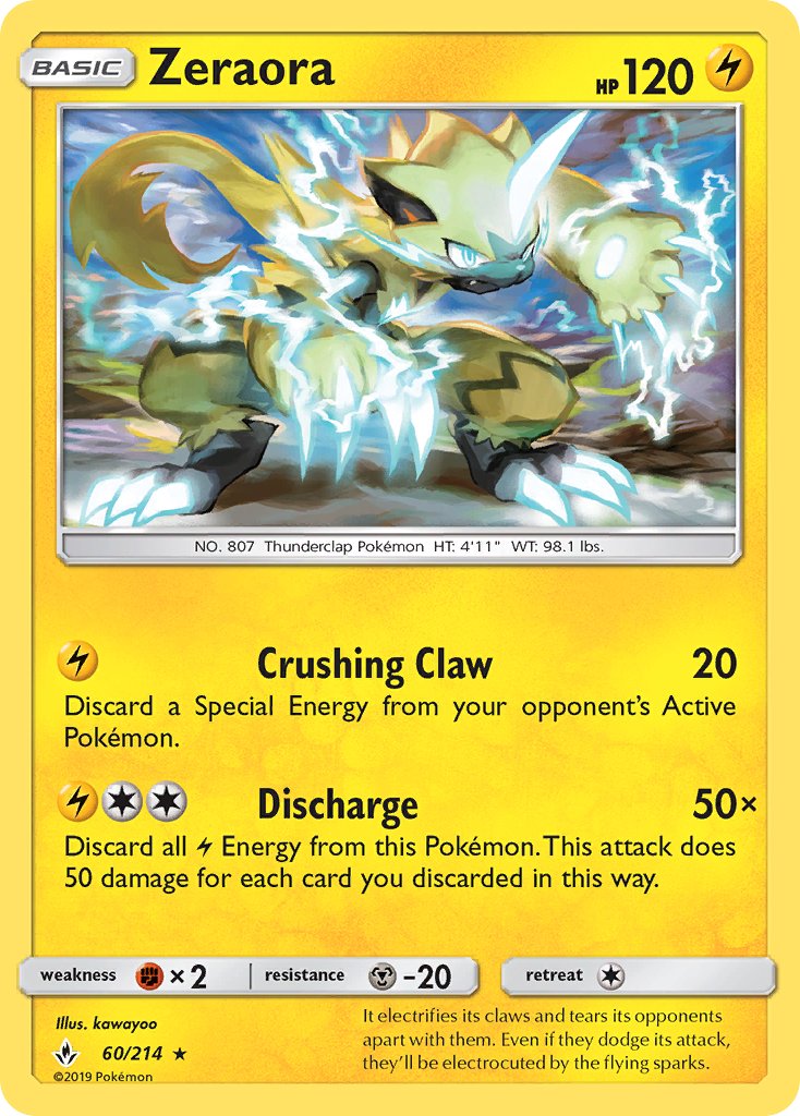 (060/214) Pokemon TCG Unbroken Bonds Single: Zeraora   Rare