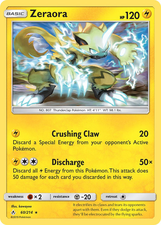 (060/214) Pokemon TCG Unbroken Bonds Single: Zeraora  Reverse Holo Rare