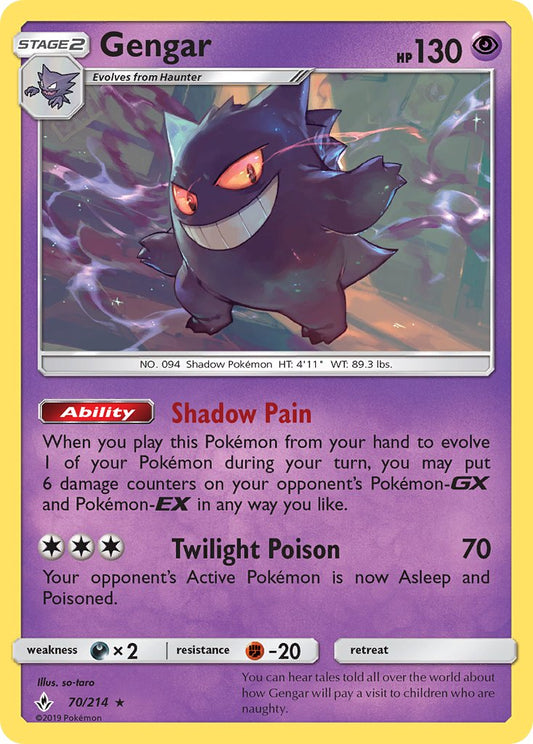 (070/214) Pokemon TCG Unbroken Bonds Single: Gengar  Reverse Holo Rare