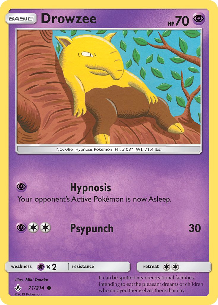 (071/214) Pokemon TCG Unbroken Bonds Single: Drowzee  Reverse Holo Common