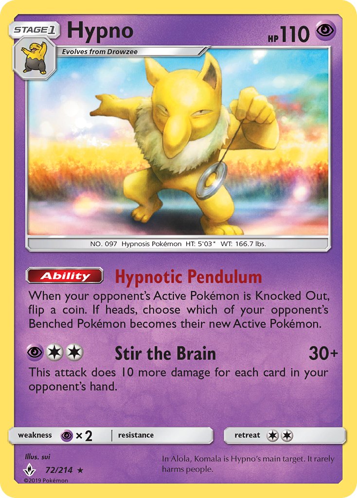 (072/214) Pokemon TCG Unbroken Bonds Single: Hypno   Rare