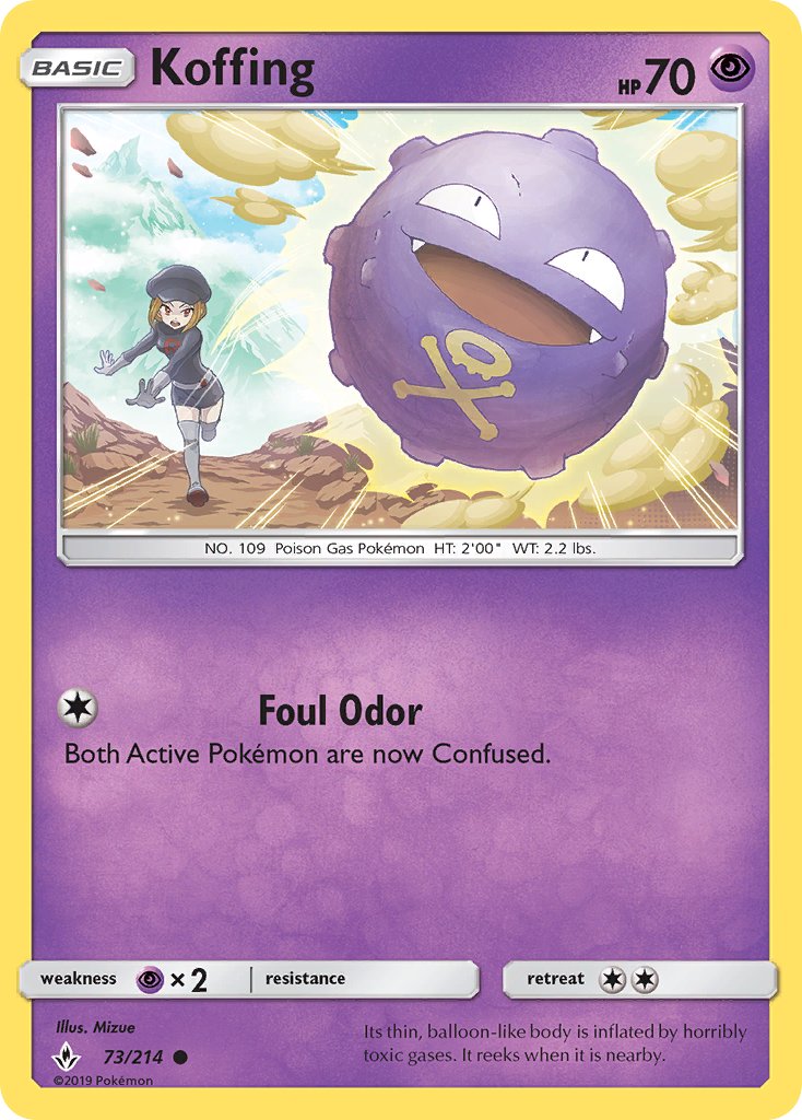 (073/214) Pokemon TCG Unbroken Bonds Single: Koffing  Reverse Holo Common