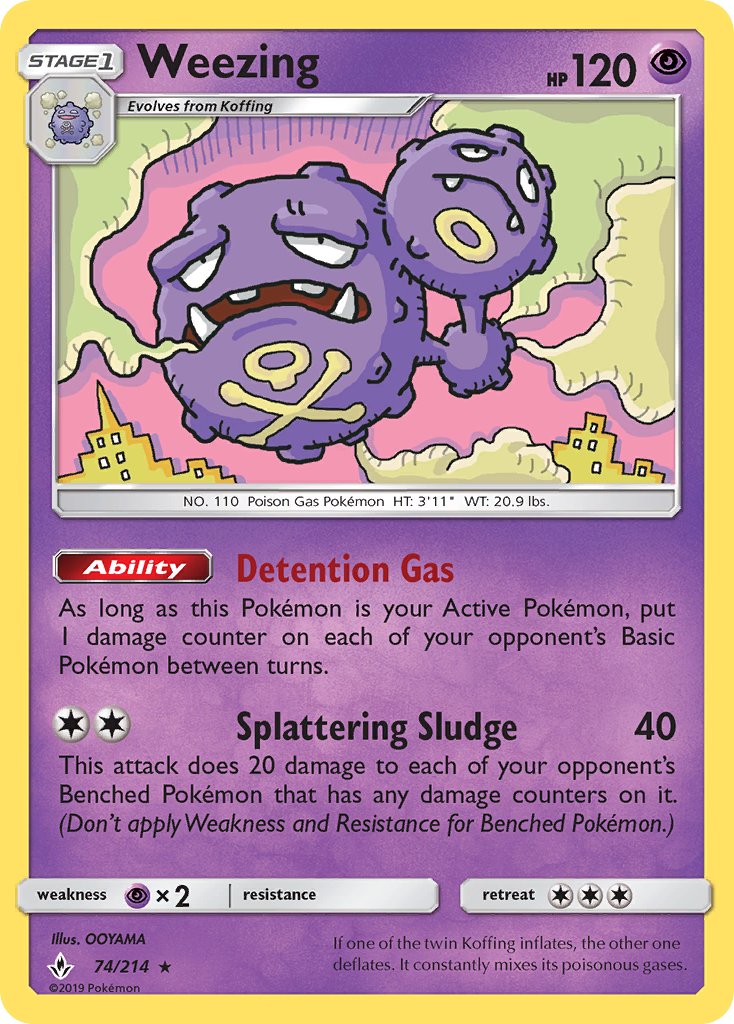 (074/214) Pokemon TCG Unbroken Bonds Single: Weezing   Rare