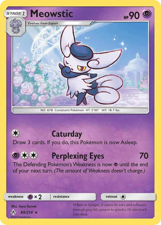 (080/214) Pokemon TCG Unbroken Bonds Single: Meowstic   Rare