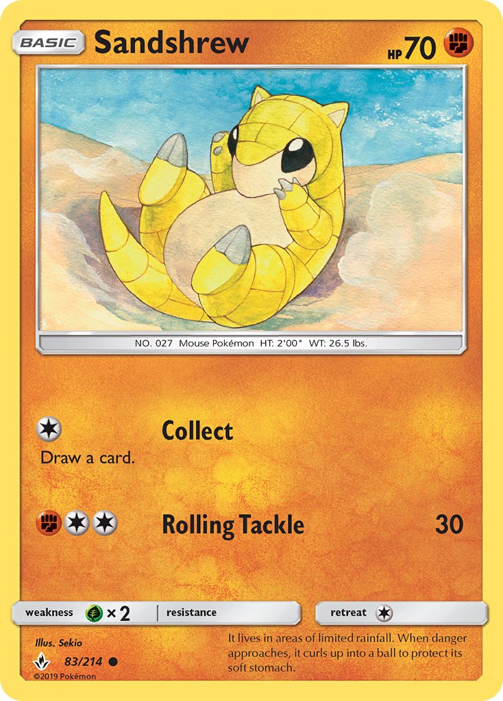 (083/214) Pokemon TCG Unbroken Bonds Single: Sandshrew  Reverse Holo Common