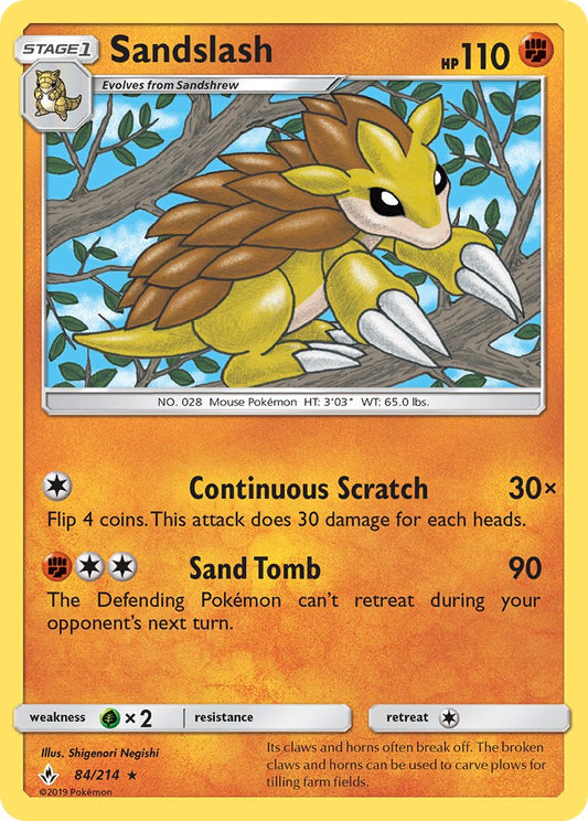 (084/214) Pokemon TCG Unbroken Bonds Single: Sandslash  Reverse Holo Rare