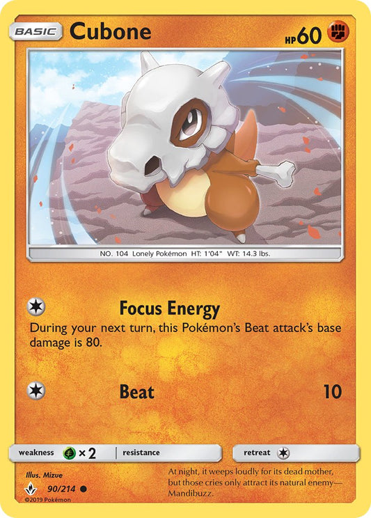 (090/214) Pokemon TCG Unbroken Bonds Single: Cubone   Common