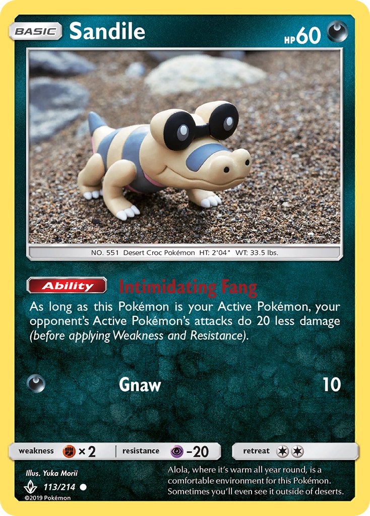 (113/214) Pokemon TCG Unbroken Bonds Single: Sandile  Reverse Holo Common