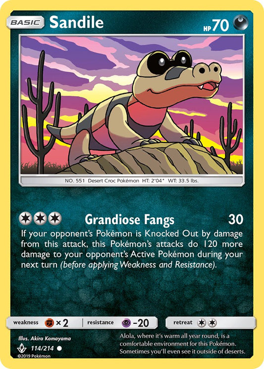 (114/214) Pokemon TCG Unbroken Bonds Single: Sandile   Common