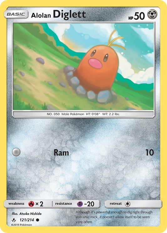 (121/214) Pokemon TCG Unbroken Bonds Single: Alolan Diglett   Common