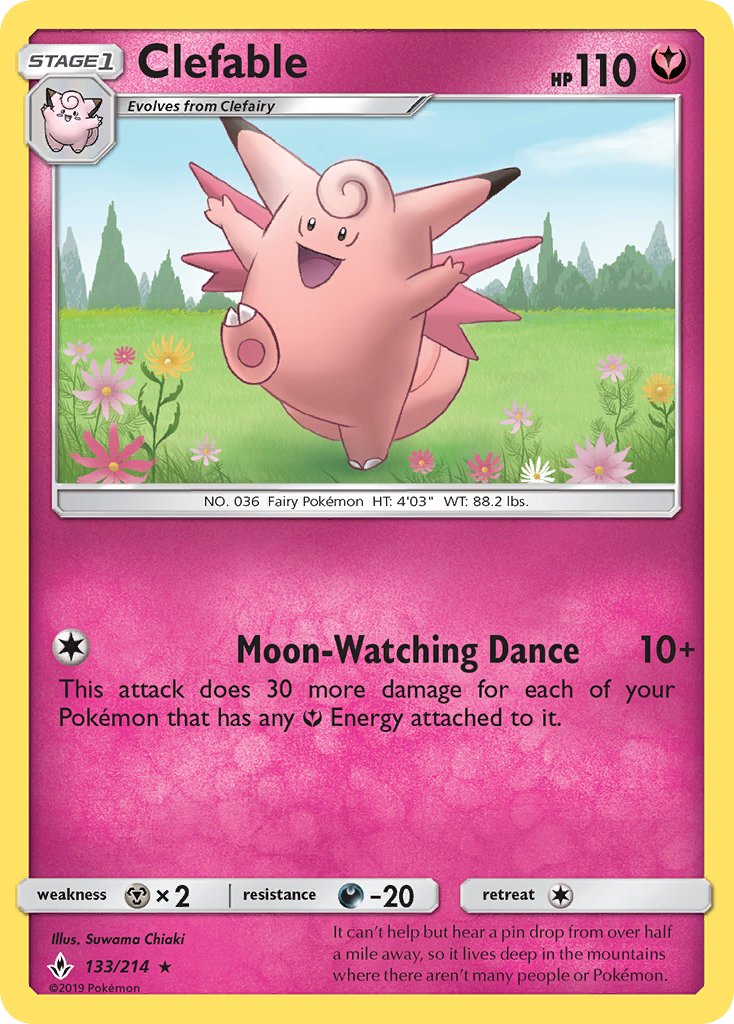 (133/214) Pokemon TCG Unbroken Bonds Single: Clefable   Rare