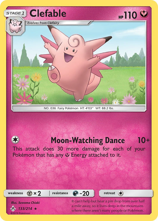 (133/214) Pokemon TCG Unbroken Bonds Single: Clefable   Rare