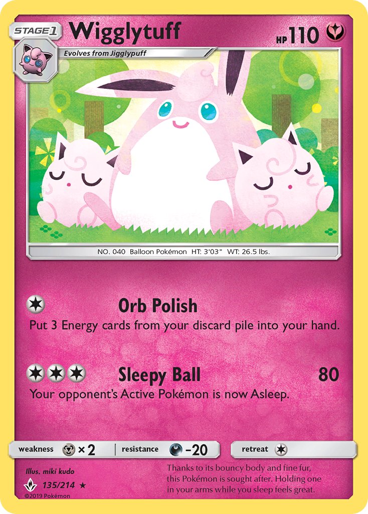 (135/214) Pokemon TCG Unbroken Bonds Single: Wigglytuff   Rare