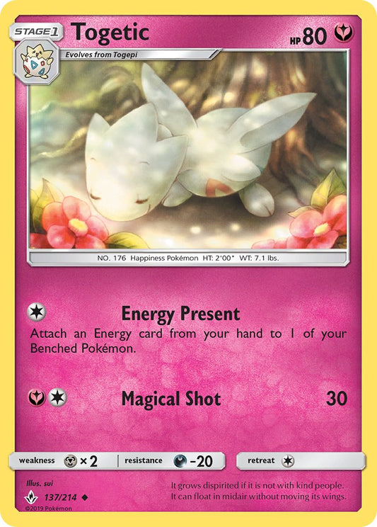 (137/214) Pokemon TCG Unbroken Bonds Single: Togetic   Uncommon