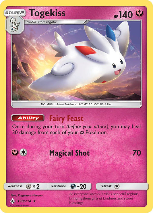 (138/214) Pokemon TCG Unbroken Bonds Single: Togekiss  Reverse Holo Holo Rare