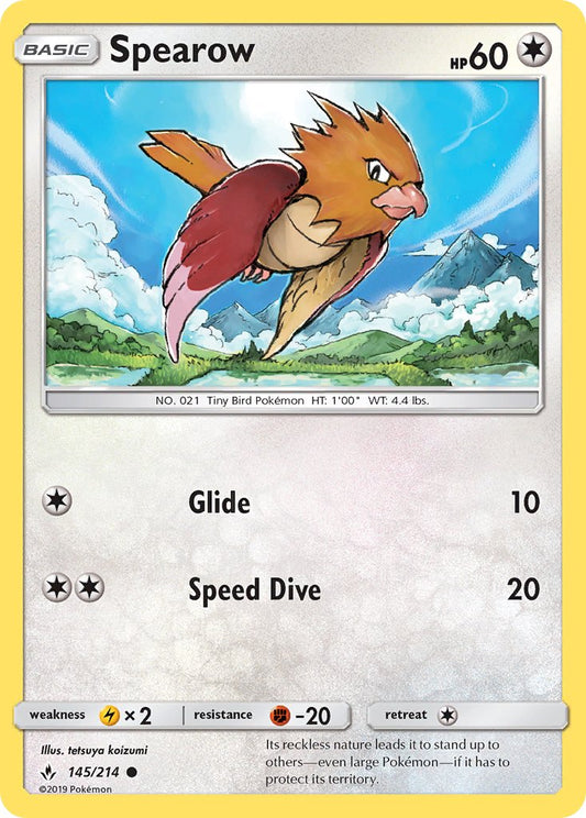(145/214) Pokemon TCG Unbroken Bonds Single: Spearow   Common