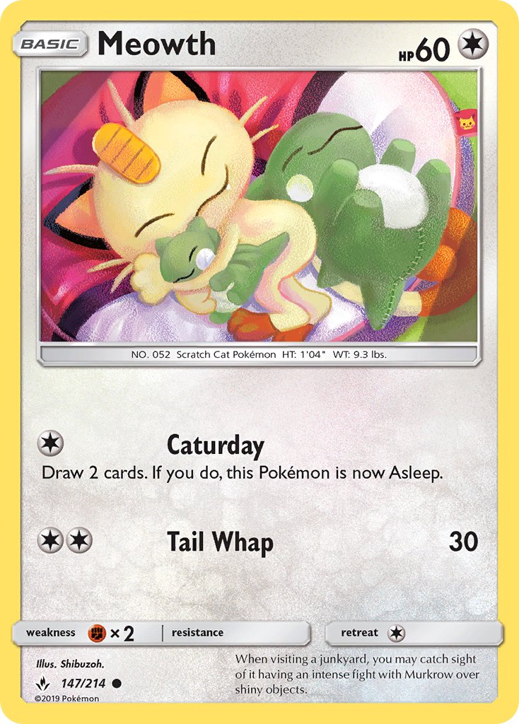 (147/214) Pokemon TCG Unbroken Bonds Single: Meowth   Common