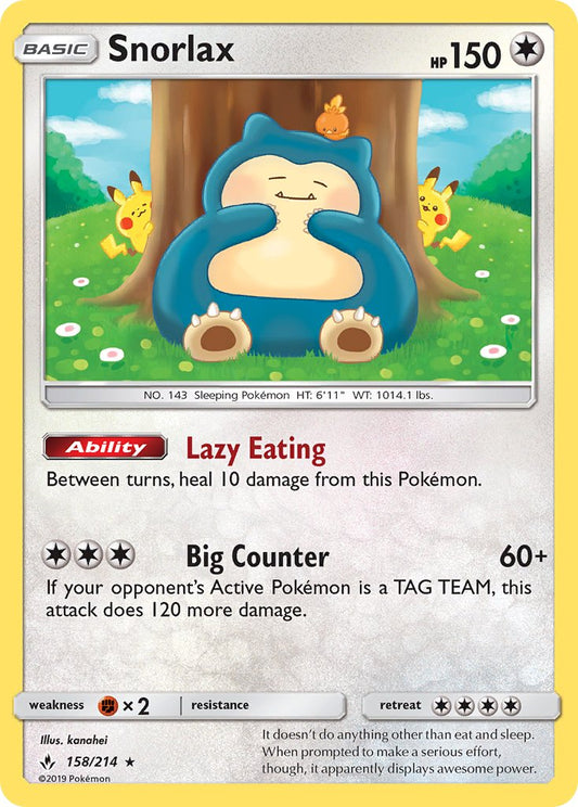 (158/214) Pokemon TCG Unbroken Bonds Single: Snorlax   Holo Rare