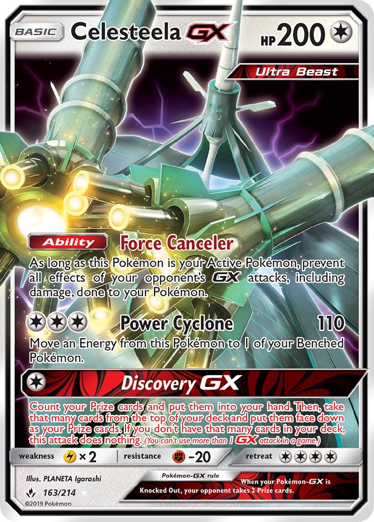 (163/214) Pokemon TCG Unbroken Bonds Single: Celesteela GX   Ultra Rare